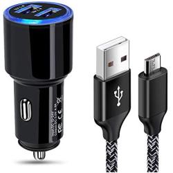 Fast Car Charger Android, Fast Charging Micro USB Cable Compatible for Samsung Galaxy S7 S6 J8 J7 J6 J5 J4 J3,Note 5 4 3, Moto E4 E5 G4 G5 G6 Play,LG K10 K20 K30 G2 G3 G4 Prime 2,LG Stylo 2 3 Plus