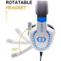 Gaming Headset for PC PS4 Xbox One Tablet Mac Smart Phone Gaming Headphone with Noise Canceling Mic,Bass Surround,Soft Memory Earmuffs（White）