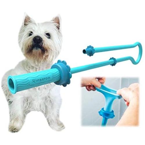 Rinseroo: Slip-on, No-Install, Dog Wash Hose Attachment. Pet Bather for Showerhead and Sink. Handheld Shower Sprayer/Rinser. Fits Most Faucets. Universal 5 Foot Flex Hose. (Note: Tub Spout Warning)