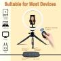 Qwoo 10 Selfie Ring Light with Tripod Stand, LED Beauty Ring Light with Phone Holder for Streaming & YouTube Video Makeup Compatible with iPhone/Android, 3 Light Modes & 10 Brightness Levels