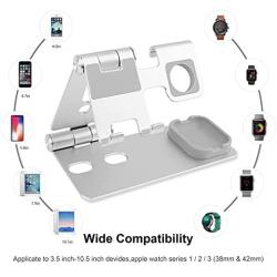 Cell Phone Stand and Watch Stand,Universal Desktop Stand Holder, Compatible with for for IPad, iPhone 6s 7 8 X Plus, Nintendo Switch (Silver-A)