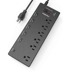 USB C Power Strip, POWRUI Surge Protector with 6 Outlets and 6 USB Ports, Type C Charger with 18W Power Delivery for Ipad Pro, iPhone 11/ Pro/Max/XS/Max/XR/X, Pixel, Galaxy, ETL Listed