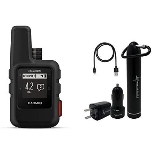 Garmin InReach Mini Handheld Iridium Satellite Communicator and Wearable4U Ultimate Power Pack Bundle (Black)