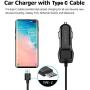Loxdn Car Charger, USB Port Car Charge Adapter with Built-in Coiled Type C Charging Cable Compatible with Samsung Galaxy S10/S9/Note Series Pixel 3XL LG Nexus HTC and More