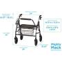 NOVA Mighty Mack Heavy Duty Rollator Walker 500 lb Weight Capacity, Blue