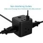 Power Strip Cube with 3 USB 3 Outlets, TESSAN Portable Desktop Charging Station with 5 Ft Extension Cord for Travel Cruise Ship, Home, Office, Dorm Room Essentials - Black