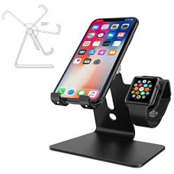 Cell Phone Stand for Apple Watch, ENIBON 2 in 1 Adjustable Charging Station Universal Desktop Phone Holder for Apple Watch 5/4/3/2/1 and iPhone 11/11 Pro/11 Pro Max/Xr/Xs Max (Black)