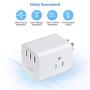 3 Outlet Surge Protector, Multi Plug Outlet Expanders USB Wall Charger with 3 Outlets 3 USB Ports(3.1A), Wall Plug Outlet Extender for Cruise Ship, Home, Office