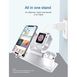 Bestand3 in 1 Apple iWatch Stand, Airpods Charger Dock, Phone Desktop Tablet Holder for Airpods, Apple Watch/ iPhone X/8 Plus/8/ 7 Plus/ iPad, Silver(Patenting, Airpods Charging Case NOT Included)