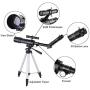 DQQ Refractor Astronomy Telescope for Kids and Beginner Travel Scope with Tripod and Backpack Black 50mm,3X Barlow Lens