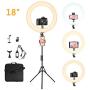 Ring Light 18" with Tripod Stand, Dimmable LED Ring Light 3 Light Modes 2700-5500K with Carry Bag for Camera, iPhone, Ipad, Photography, Selfie, Video Shooting, Makeup & YouTube