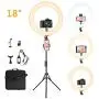 Ring Light 18" with Tripod Stand, Dimmable LED Ring Light 3 Light Modes 2700-5500K with Carry Bag for Camera, iPhone, Ipad, Photography, Selfie, Video Shooting, Makeup & YouTube Ring Light 18" with Tripod Stand, Dimmable LED Ring Light 3 Light Modes 2700-5500K with Carry Bag for Camera, iPhone, Ipad, Photography, Selfie, Video Shooting, Makeup & YouTube