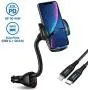 WALOTAR USB C PD Car Cigarette Lighter iPhone Mount Holder- Fast Car Charger 45W Power Delivery Dual Port(USB TypeC+QC3.0),Adjustable Cell Phone Cradle with USB C to Lightning Cable