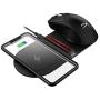 HyperX Chargeplay Base - Qi Wireless Charger, Qi Certified, Dual Wireless Charging Pads Charge Up to Two Devices, Battery Indicators, AC Wall Adapter, Compatible with Qi-Enabled Devices, HX-CPBS-A