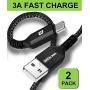 BrexLink USB C Fast Charging Cable(3A), USB C to USB A Charger (6.6ft/2 Pack), Nylon Braided Fast Charging Cord for Samsung Galaxy S10 S9 S8 Note 9, Pixel, LG V30 G6(Black)
