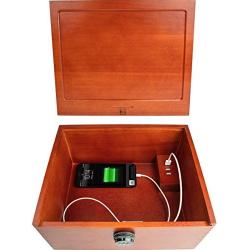 Multi Device Charging Box with Lock - Locking Cell Phone Charging Station Wooden Stash Box with Lock Large Safe Box with USB Charger Wood Stash Boxes