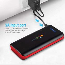 EC Technology Portable Charger 22400mAh Power Bank Ultra High Capacity 3 USB Output External Battery Pack with Auto IC and LED Flashlight for Smartphone, Black & Red