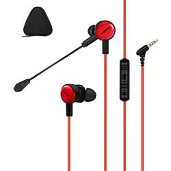 In Ear Gaming Headphones, ELEGIANT Wired Video Noise Reduction Gaming Earbuds with Dual Microphone Ergonomic Comfort-Fit Headsets for PC, PS4, Xbox1, Nintendo Switch and Laptop, Mobile Phone-Black Red