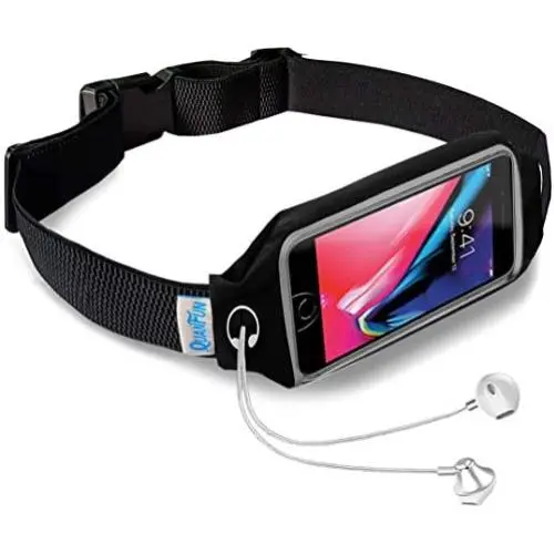 QUANFUN Compatible iPhone 11/Xs/XR/X/8 Plus/8 Running Belt Waist Bag, Fanny Pack Running Wristbands Sports Workout Fitness Holder Pouch Compatible Galaxy s8 s7 Plus,All UP to 6.4&quot Cell Phones