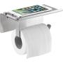 Bosszi Toilet Paper Holder with Phone Shelf Wall Mounted, SUS304 Stainless Steel Bathroom Accessories Tissues Roll Dispenser Storage Rack, Brushed