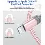 JSAUX iPhone Charger Cable 4ft, [Upgarded C89 Apple MFi Certified] Lightning Cable Nylon Braided USB Fast Charging Cord Compatible with iPhone 11 Xs Max X XR 8 7 6s 6 Plus SE 5 5s, iPad, iPod-Pink