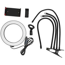 Qiilu Adjustable Selfie Ring Light, Universal Fill Lights with Support Bracket/Phone Clip/Mic Holder for Live Broadcast