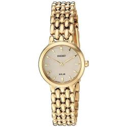 Seiko Womens Ladies Dress Japanese-Quartz Watch with Stainless-Steel Strap, Gold, 12 (Model: SUP352)