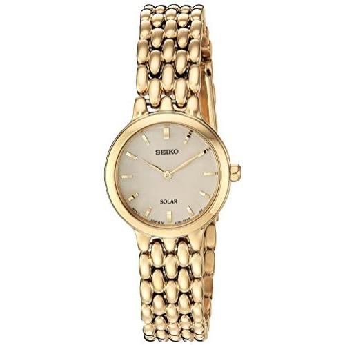 Seiko Womens Ladies Dress Japanese-Quartz Watch with Stainless-Steel Strap, Gold, 12 (Model: SUP352)