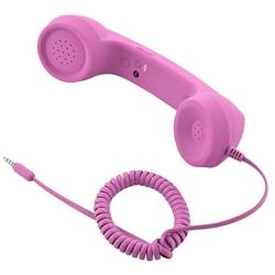 CM Vintage Retro Telephone Handset Cell Phone Receiver MIC Microphone for Cellphone Smartphone, 3.5 mm Socket (Pink)