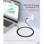 USB C to USB C Cable 10ft [100W 20V/5A], uni Type-C Fast Charging Cable, Braided USB C Cable Compatible with MacBook Pro 2019/2018/2017, iPad Pro 2020/2018, Samsung Galaxy S20/S10/S9, Grey