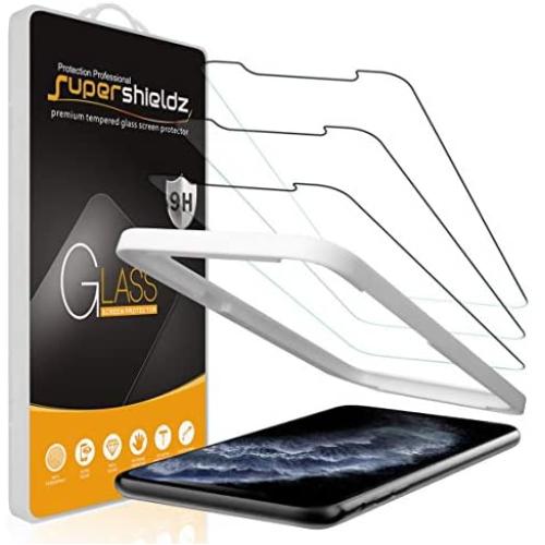 (3 Pack) Supershieldz for Apple iPhone 11 Pro Max and iPhone Xs Max (6.5 inch) Tempered Glass Screen Protector with (Easy Installation Tray) Anti Scratch, Bubble Free