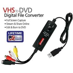 Diamond VC500 USB 2.0 One Touch VHS to DVD Video Capture Device with Easy to use Software, Convert, Edit and Save to Digital Files For Win7, Win8 and Win10