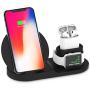 Wireless Charger Stand,3 in 1 Wireless Charging Station Dock with USB for Apple Watch iWatch, Airpods,iPhone 11 11 Pro X Xs XR Max 8 Plus 8,Samsung Galaxy S9 S8 (Black)