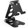 Adjustable Cell Phone Stand, iKsee Smartphone Tablet Stand, Dual Foldable Phone Holder, Cradle for iPhone 12 11 Pro XS Max 8 X 7 6 6s Plus 5 5s 5c Tablet E-Reader(4-13"), Desk Accessories-Black