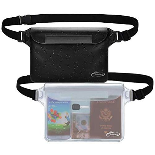 AiRunTech Waterproof Pouch with Waist Strap (2 Pack) | Beach Accessories Best Way to Keep Your Phone and Valuables Safe and Dry | Perfect for Boating Swimming Snorkeling Kayaking Beach Pool Water Park