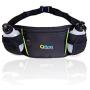 Hydration Running Belt | Men or Womens Running Belt Pouch with Water Bottles & Zippered Compartment | Adjustable, Waterproof Waist Belt for Keys, Cards, iPhone 6 & Other Smartphones (Black)