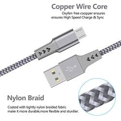 Micro USB Cable,Bynccea 6-Pack 3FT 3FT 3FT 6FT 6FT 6FT Cell Phone Charger Android Nylon Braided Fast Charging Cord Compatible with S6 S7 J3 J7 Fire One Silver