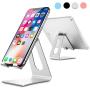 LORERAN Cell Phone Stand, Phone Dock, Phone Holder, Cradle for Smartphone and Tablet, Aluminum Stand Compatible with Samsung iPhone 11 Pro Xs Xs Max Xr X 8 7 6 6s Plus 5 5s 5c - (Silver)