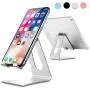 LORERAN Cell Phone Stand, Phone Dock, Phone Holder, Cradle for Smartphone and Tablet, Aluminum Stand Compatible with Samsung iPhone 11 Pro Xs Xs Max Xr X 8 7 6 6s Plus 5 5s 5c - (Silver)