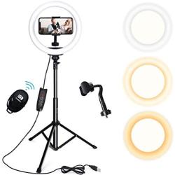 Endurax 10 Selfie Ring Light with Tripod Stand and Phone Holder for iPhone Android, Dimmable LED Circle Light O Ringlight for Makeup/TikTok/Video Recording/YouTube/Streaming with Bluetooth Shutter