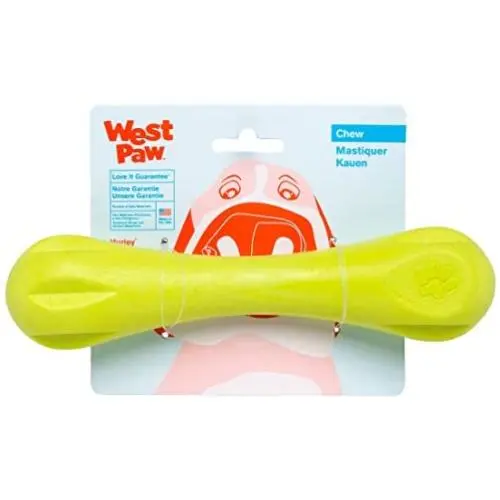 West Paw Zogoflex Hurley Dog Bone Chew Toy – Floatable Pet Toys for Aggressive Chewers, Catch, Fetch – Bright-Colored Bones for Dogs – Recyclable, Dishwasher-Safe, Non-Toxic, Made in USA
