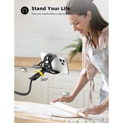 Phone Holder Bed Gooseneck Mount - Lamicall Flexible Arm 360 Mount Clip Bracket Clamp Stand for Cell Phone 11 Pro XS Max XR X 8 7 6 Plus 5 4, Galaxy S10 S9 S8 S7 S6, Overall Length 33.4In(Black)