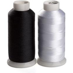 Simthreads 2 Bobbin Thread for Sewing and Embroidery Machine 1 Black and 1 White 5500 Yards Each - 60WT Polyester Bobbin Fill Thread Bottom Threads