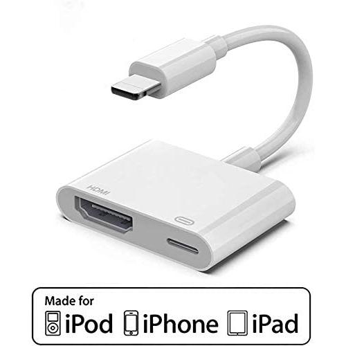 [Apple MFi Certified] Lightning to HDMI Adapter, 1080P Lightning to Digital AV Audio Adapter for iPhone, iPad, iPod, 4K HDMI Sync Screen Converter with Charging Port on HD TV/Monitor/Projector