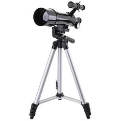 DQQ Refractor Astronomy Telescope for Kids and Beginner Travel Scope with Tripod and Backpack Black 50mm,3X Barlow Lens