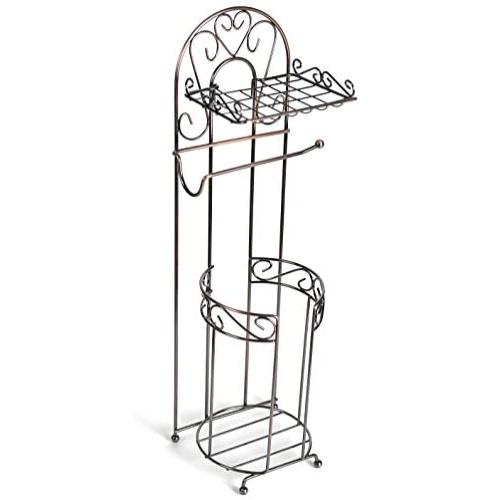 McLee Creations Free Standing Toilet Paper Holder with Phone Shelf for Bathroom, Oil Rubbed Bronze