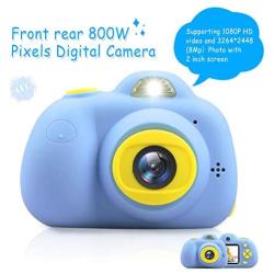 Kids Camera Gifts for 3-9 Year Old Girls,1080P HD Mini Rechargeable Children Shockproof Digital Front and Rear Selfie Camera Child Camcorder Waterproof 2.0” LCD Screen (Blue)