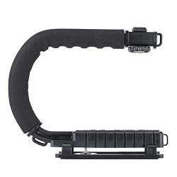 Walway C Shape Handle Grip Stabilizer Low Position Shooting System with Hot-Shoe Mount for GoPro DSLR Camera Camcorder