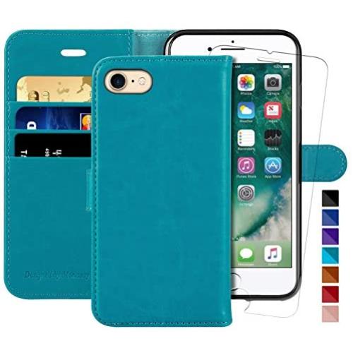MONASAY iPhone 7 Wallet Case/iPhone 8 Wallet Case/iPhone SE 2020 Case,4.7-inch, [Glass Screen Protector Included] Flip Folio Leather Cell Phone Cover with Credit Card Holder for Apple iPhone 7/8/SE2