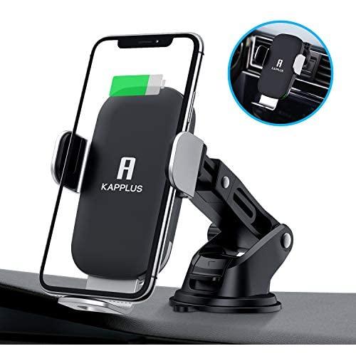 KAPPLUS Wireless Car Charger Mount,10W Qi Fast Charging Auto-Clamping Car Holder,Windshield Dash Air Vent Phone Stand for iPhone 11/11 Pro Max/Xs Max/Xs/X/XR/8+,Samsung S10/S10/S10+/S9/S9+/S8+